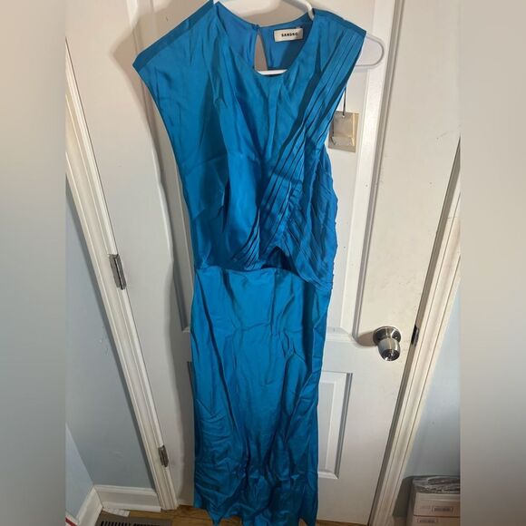 Sandro Barbara Cutout Maxi Dress in blue NWT SIZE 40/ us 8 - Picture 5 of 8